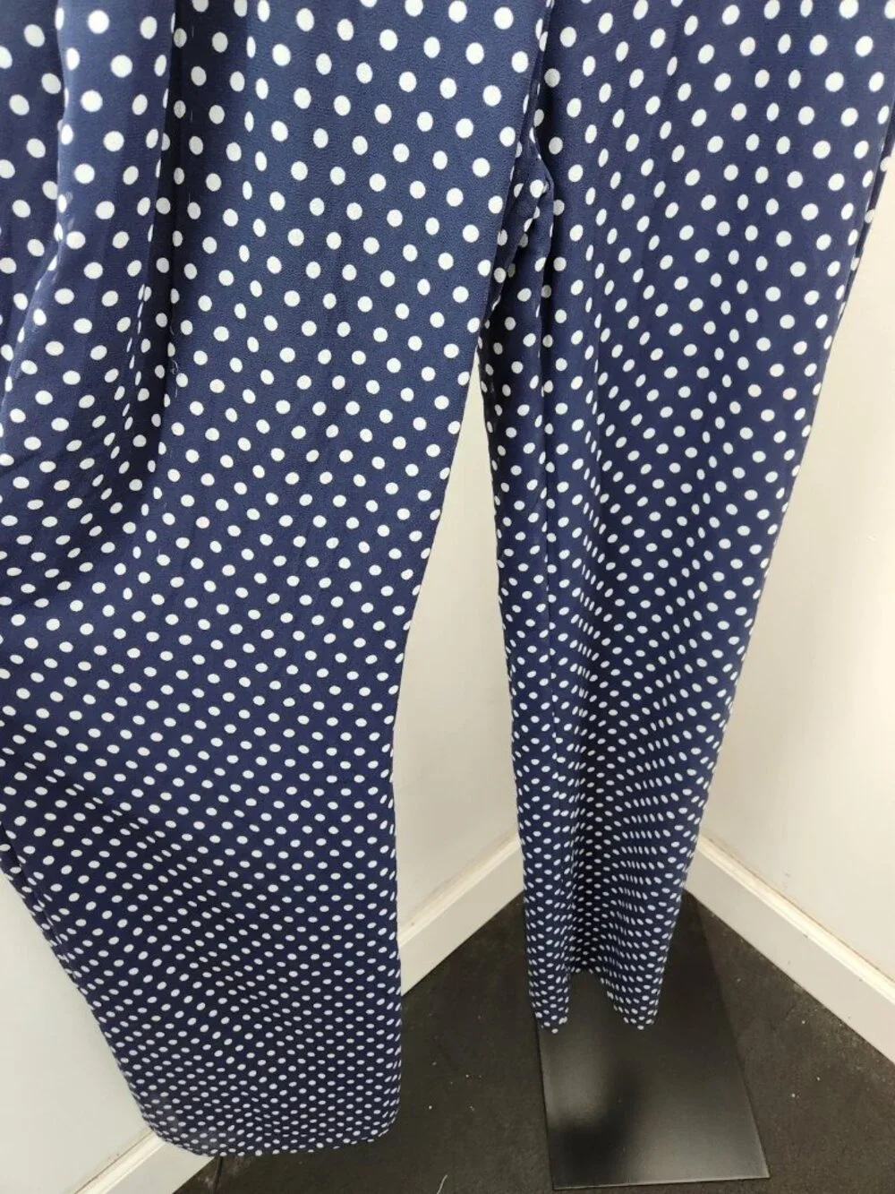 Michael Kors Jumpsuit Blue and White Polka Dot Tie Belt Spaghetti Strap - SZ S